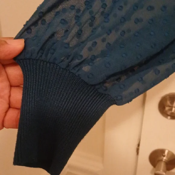 DKNY Elegant Long Sleeve Dress in Rich Blue - Picture 5 of 7